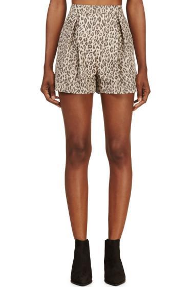Giambattista Valli Beige Leopard Pleated Shorts