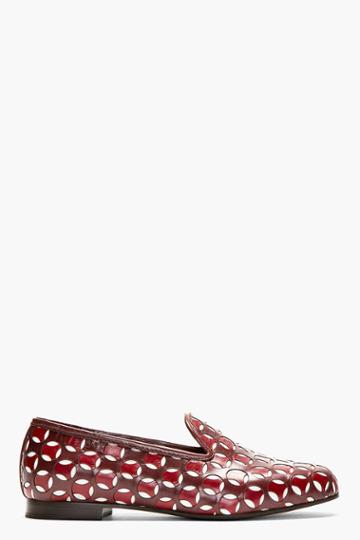 Marc Jacobs Burgundy Leather Offset Cut-out Loafer
