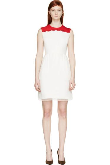Giambattista Valli Ivory And Red Embroidered Lips Dress