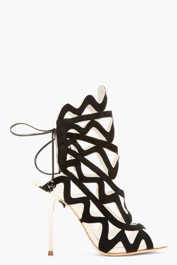 Sophia Webster Black Suede Mila Cage Heels