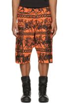 Ktz Orange And Black Jersey Greek Print Shorts