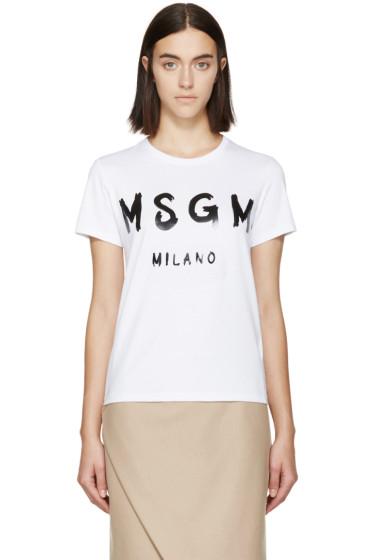 Msgm White Logo T-shirt