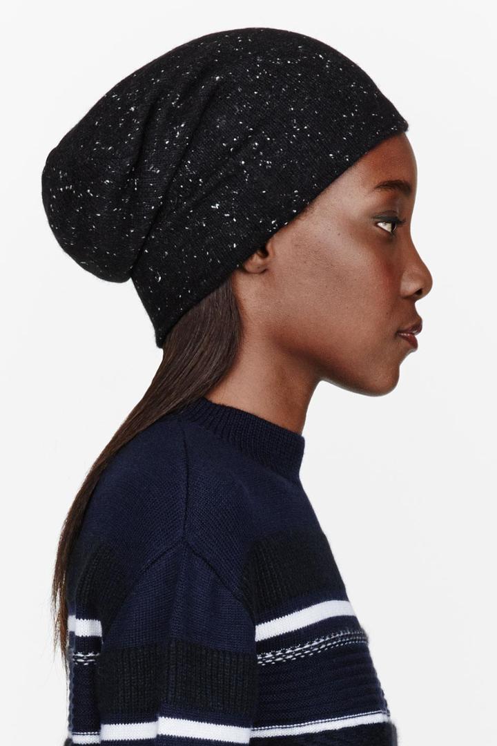 Alexander Wang Black Cashmere Slub Donegal Beanie