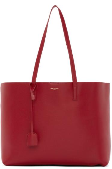Saint Laurent Red Leather Shopping Tote