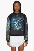 Juun.j Ssense Exclusive Black And Teal Cosmic Cat Sweatshirt