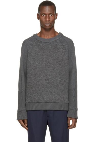 Juun.j Grey Neoprene And Knit Sweater