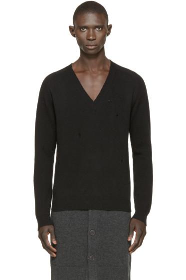 Givenchy Black Distressed Wool Sweater