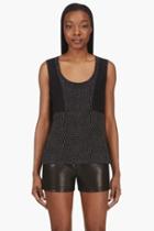 Costume National Black Dot And Lace Silk Tank Top