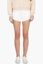 Filles A Papa White Embroidered Denim Chastity Mini Shorts