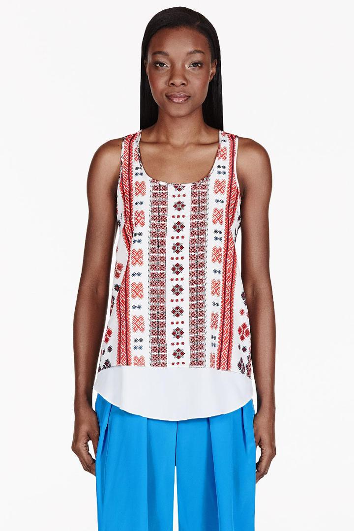 Altuzarra Red Crepe De Chine Romanian Printed Tank Top