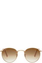 Ray-ban Gold And Brown Round Sunglasses