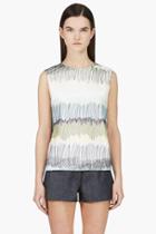 Kenzo White And Yellow Embroidered Scribble Tank Top