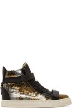 Giuseppe Zanotti Bronze And Black Snakeskin London Some Sneakers
