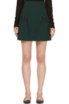 Nina Ricci Green Silk-bonded Wool Skirt
