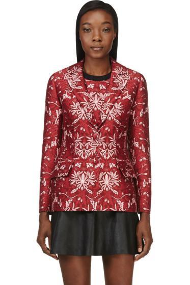 Mother Of Pearl Red Cotton-silk Floral Nadia Blazer
