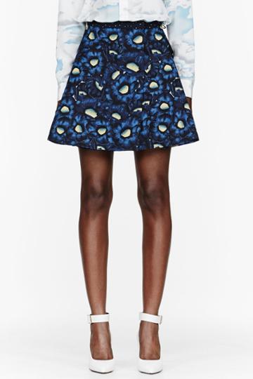 Kenzo Blue And Yellow Flower Print Skirt