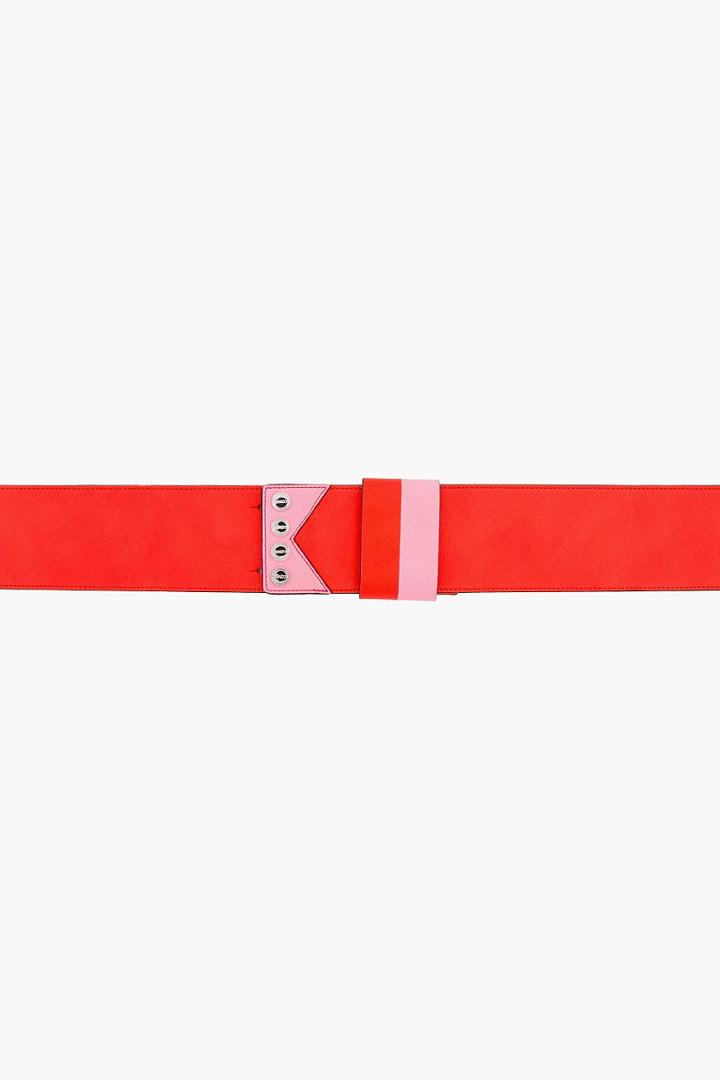 Kenzo Coral Red Leather Belt