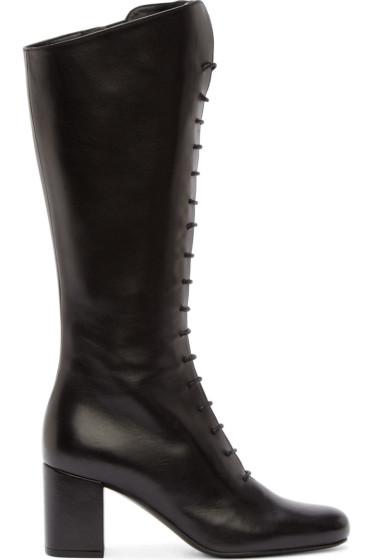 Saint Laurent Black Leather Babies High Boots