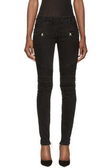Balmain Black Skinny Biker Jeans
