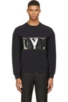 Calvin Klein Collection Black Pvc Band Crewneck Sweatshirt