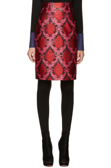 Mary Katrantzou Pink And Red Lurex Pencil Skirt