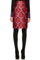 Mary Katrantzou Pink And Red Lurex Pencil Skirt