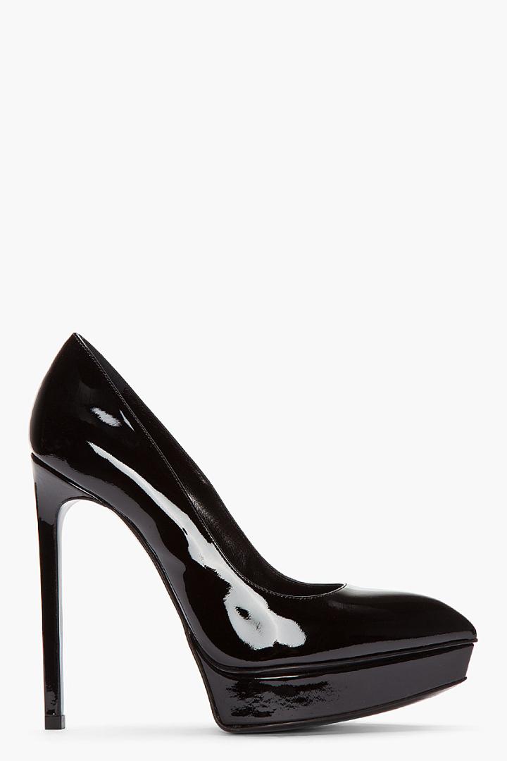 Saint Laurent Black Patent Leather Pointed Janis Pumps