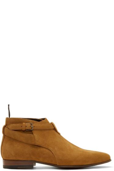 Saint Laurent Tan London Ankle Boots