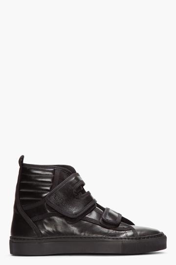 Raf Simons Black Leather Velcro High-tops