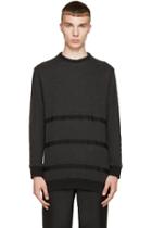 Robert Geller Charcoal And Grey Taped Sweater