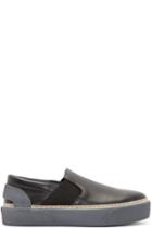 Lanvin Black Leather Slip-on Sneakers