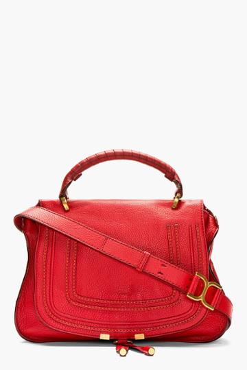 Chloe Red Grained Leather Marcie Medium Satchel