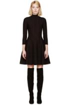 Alexander Mcqueen Black And Red Lace Flare Dress