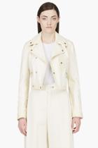 Yang Li Cream Leather Biker Jacket