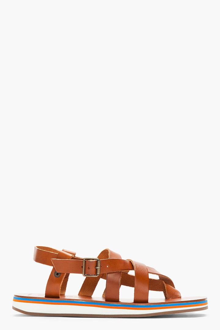 Diesel Brown Leather Juan Sandals