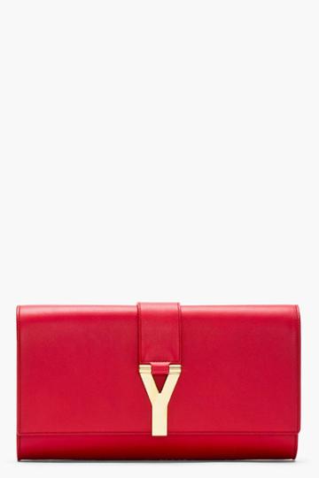 Saint Laurent Red Leather Y Clutch