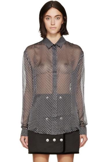 Anthony Vaccarello Black And Grey Flocked Spot Shirt