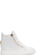 Giuseppe Zanotti White Croc-embossed Ringo London Sneakers