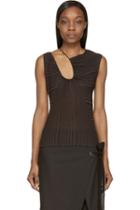 Costume National Black Zucca Striped Drape Top