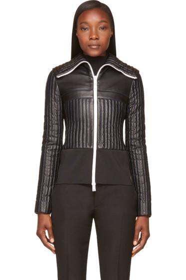 Paco Rabanne Black Leather Quilted Fitted Jacket