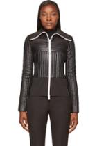 Paco Rabanne Black Leather Quilted Fitted Jacket