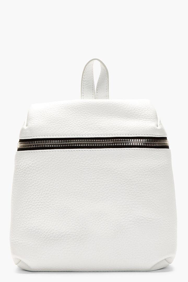 Kara White Grained Leather Small Backpack