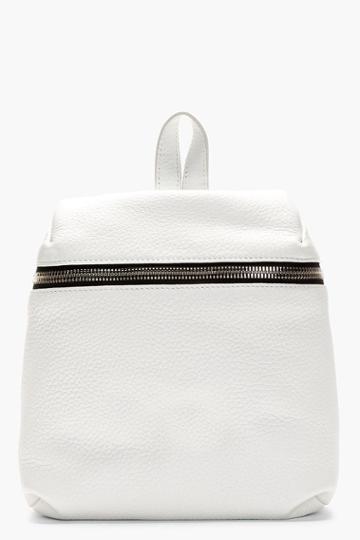 Kara White Grained Leather Small Backpack