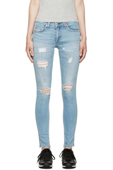 Rag And Bone Blue Distressed Skinny Jeans