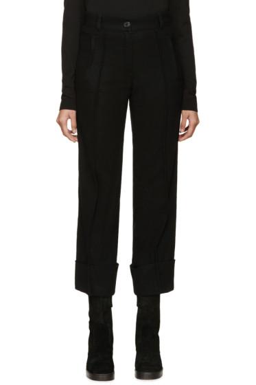 Ann Demeulemeester Black Cuffed Wool Trousers