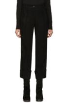 Ann Demeulemeester Black Cuffed Wool Trousers