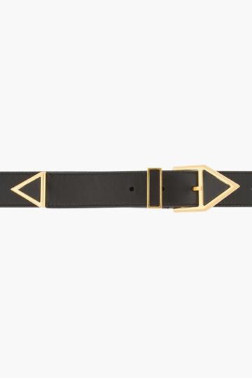 Saint Laurent Black Leather Gold Hardware Triangle Belt