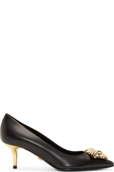 Versace Black Leather Medusa Heels