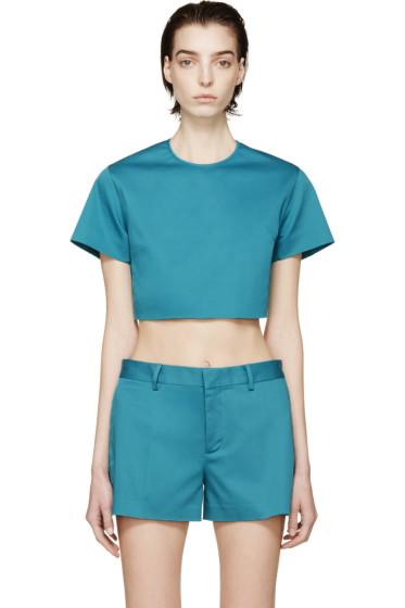 Dsquared2 Peacock Blue Twill Crop Top