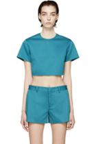Dsquared2 Peacock Blue Twill Crop Top